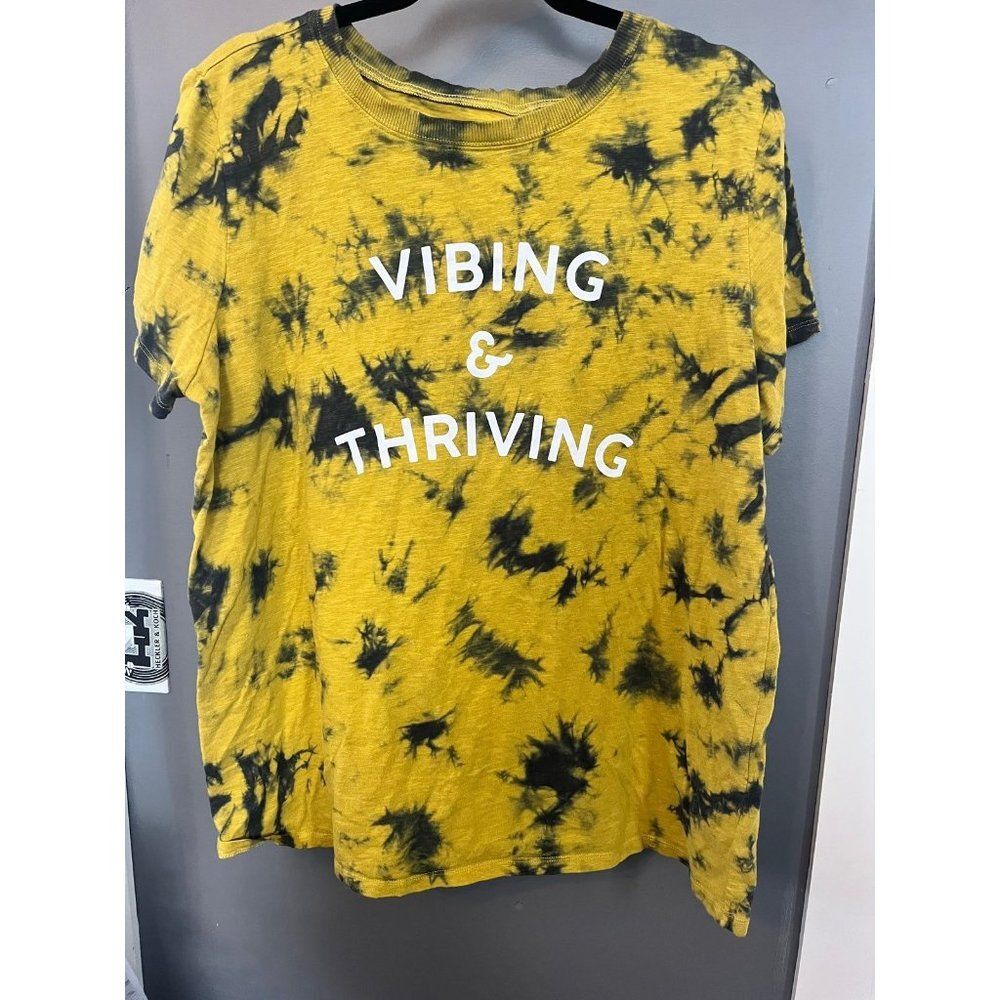 Torrid size 1 vibing and thriving yellow and black tie dye t shirt